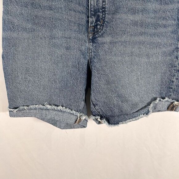 Madewell Cut Off Jean Shorts Women's 27 Medium Wash Denim High Rise Mid-Length - Picture 3 of 10